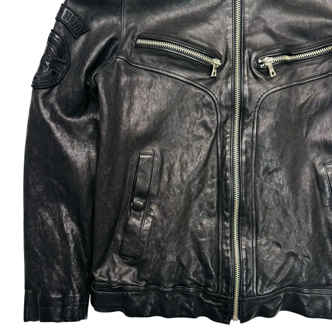 버커루 패치 로고 램스킨 레더 자켓 L 상품이미지3