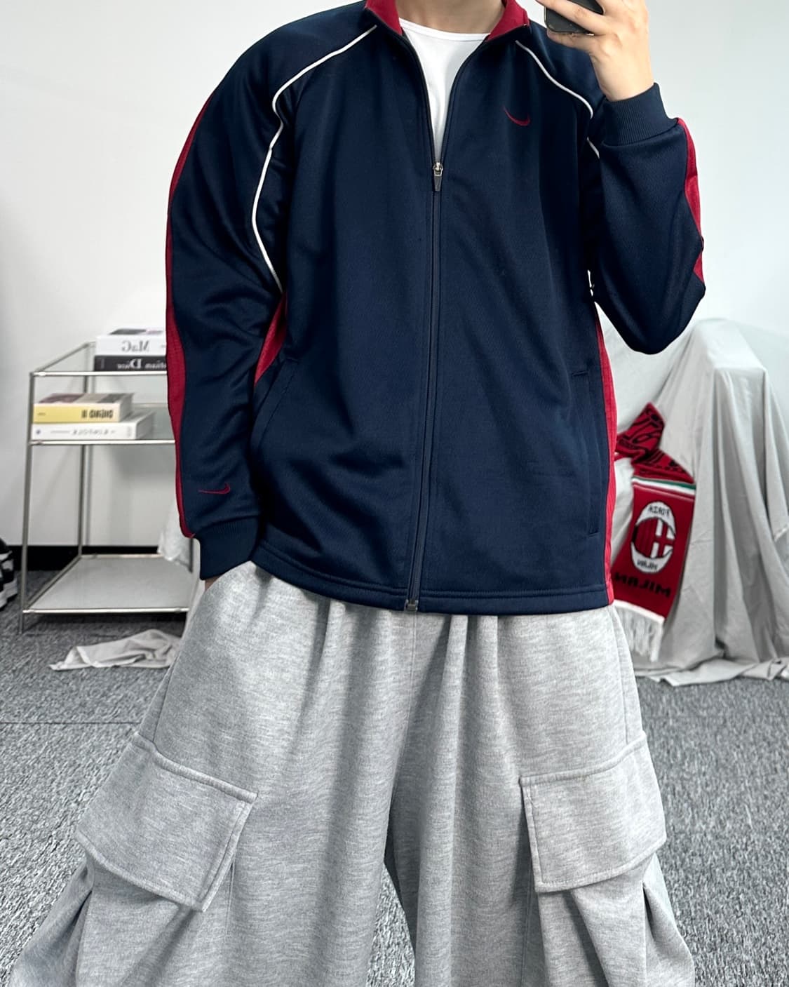 나이키 00s 네이비 레드 사이드라인 져지 L 상품이미지3