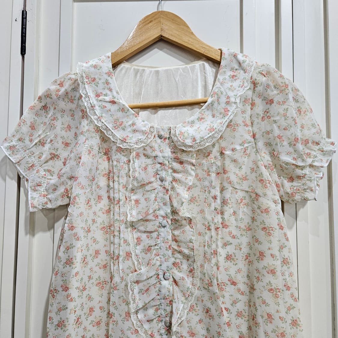 플라워 레이스 프릴 블라우스 상품이미지4