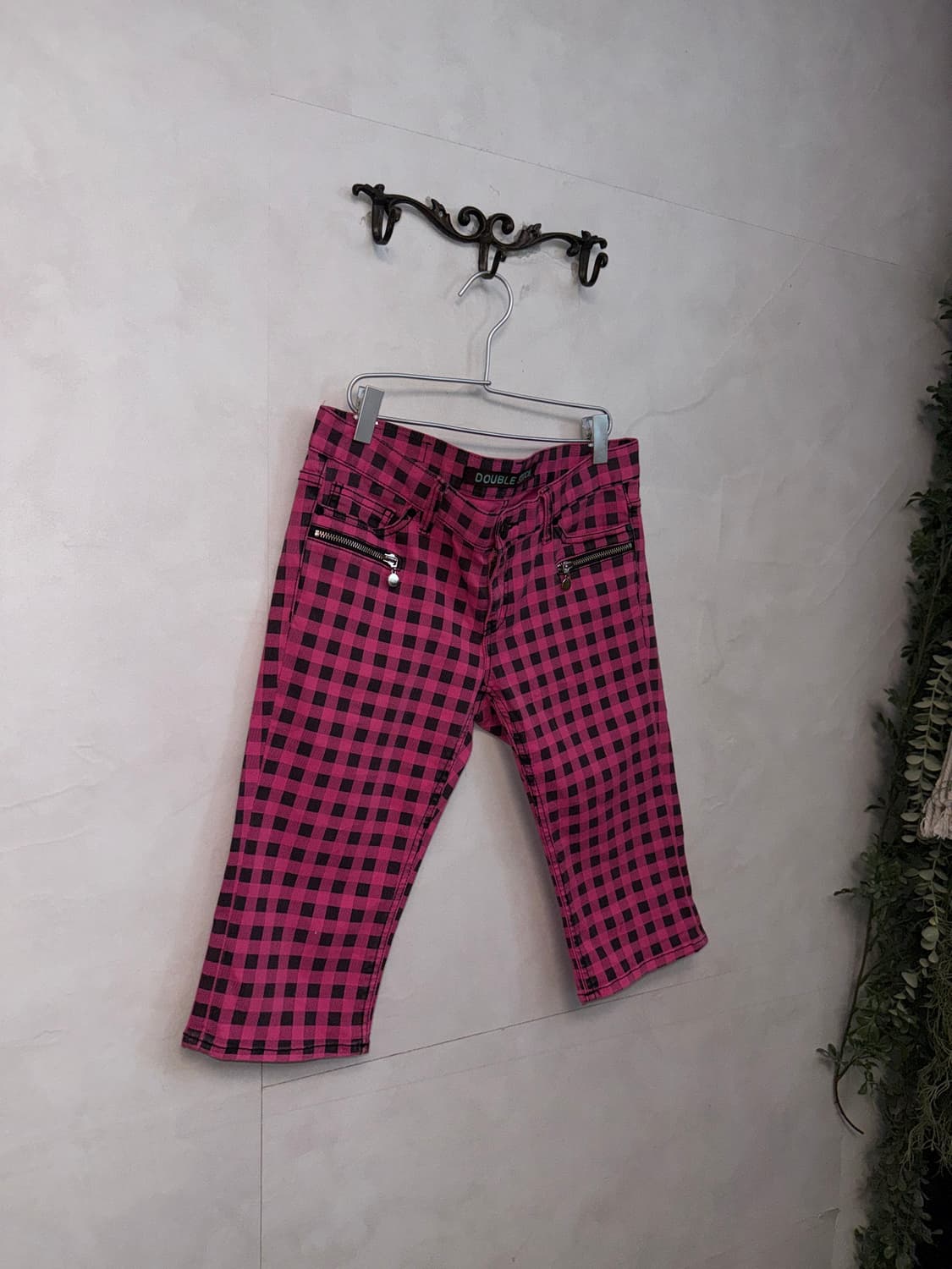 Black pink gingham check capri pants 상품이미지2