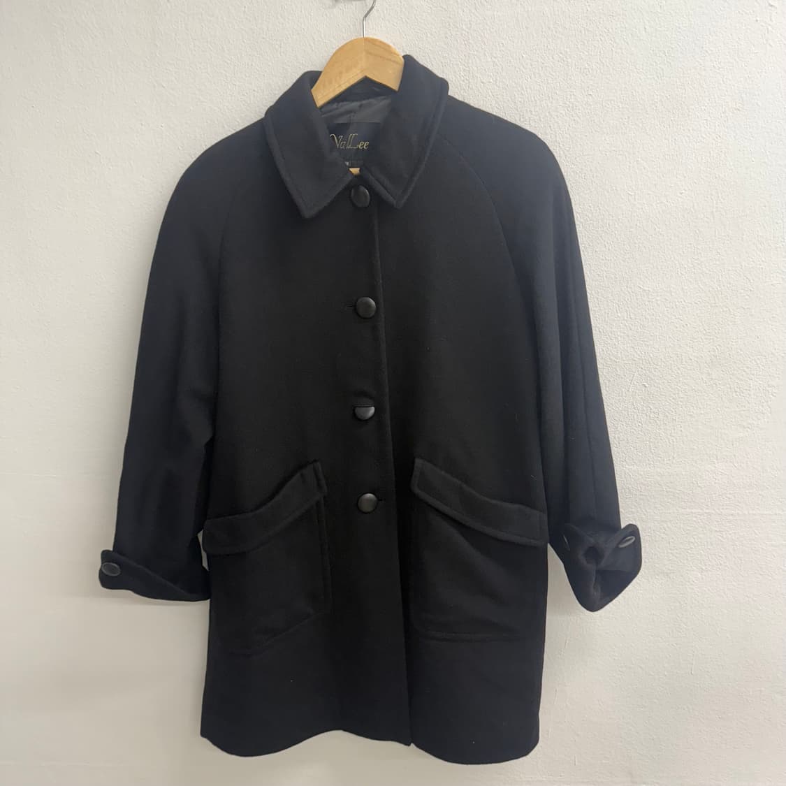 JPN ValLee 캐시미어 100% 검정색 모직 코트 M 상품이미지1