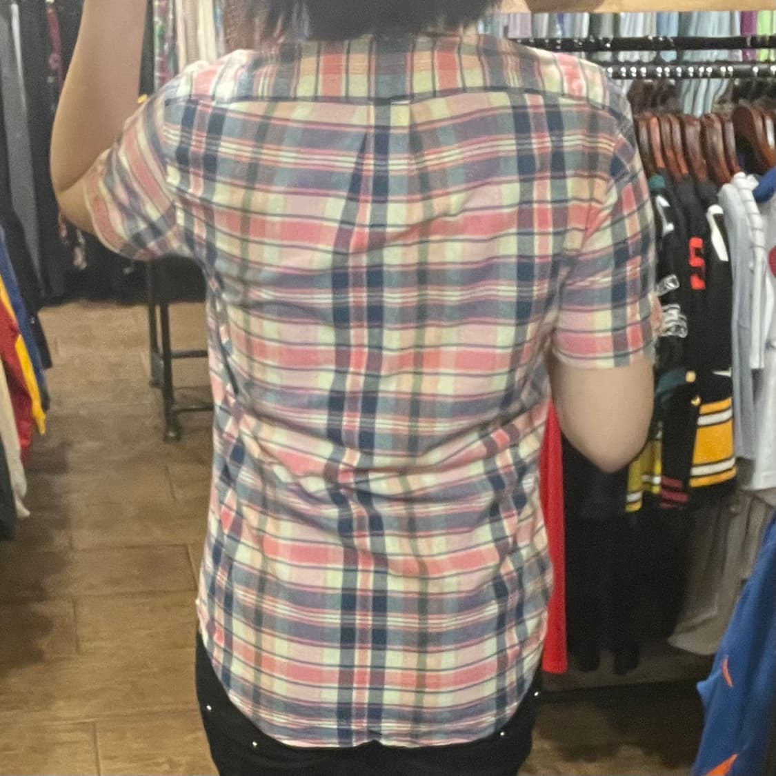 [HI] 폴로 반팔 셔츠 코랄 체크 상품이미지5