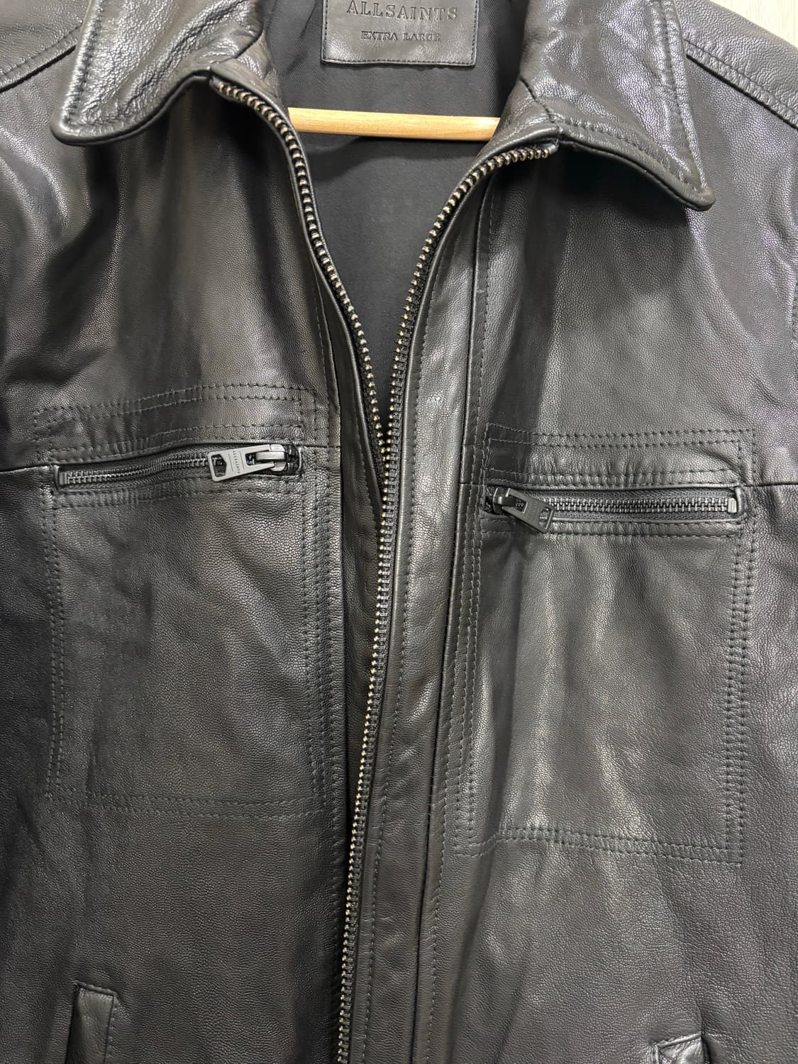 새상품급)올세인츠 집업 가죽자켓XL/105/블랙 상품이미지6
