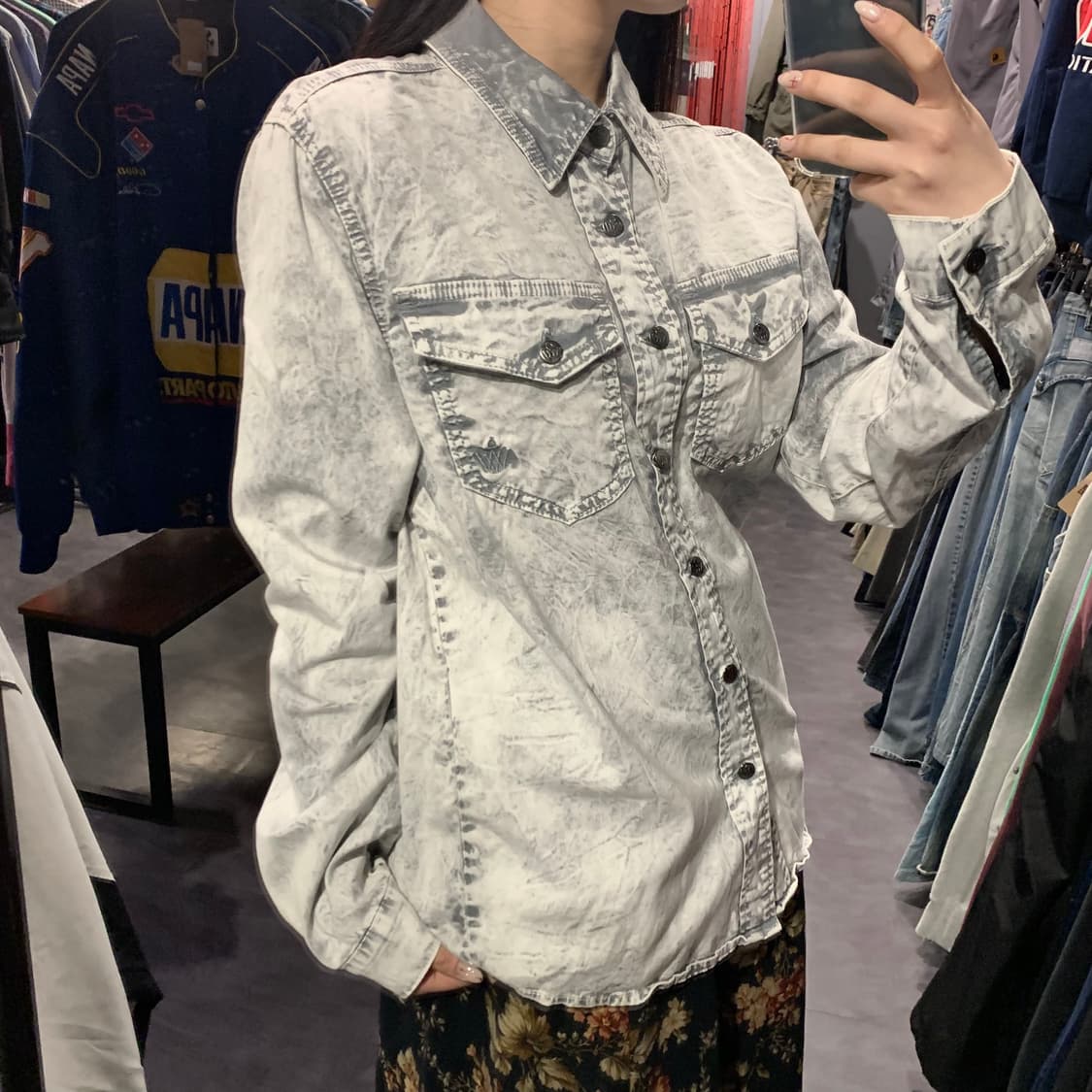 [IM] WOWLOOKZ 와우룩즈 애시드 워싱 셔츠 그레이 상품이미지4