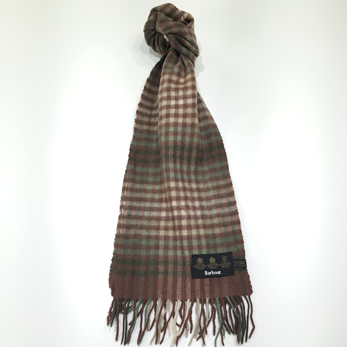 MX545 바버 90s 울캐시미어 체크 브라운 머플러 목도리 상품이미지1
