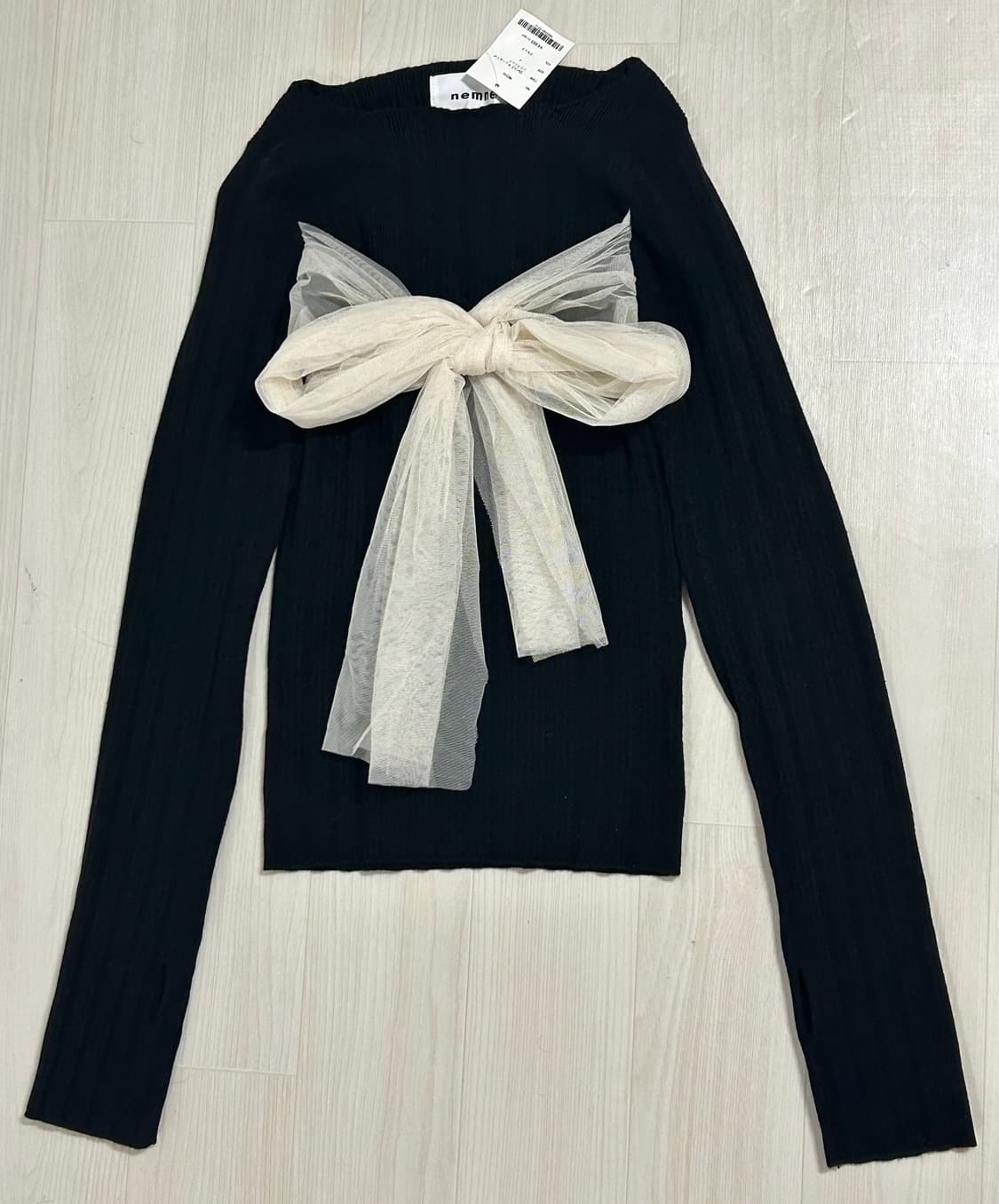 Nemne 마즈깔 쉬폰 리본탑 갸루 로걀탑  상품이미지1