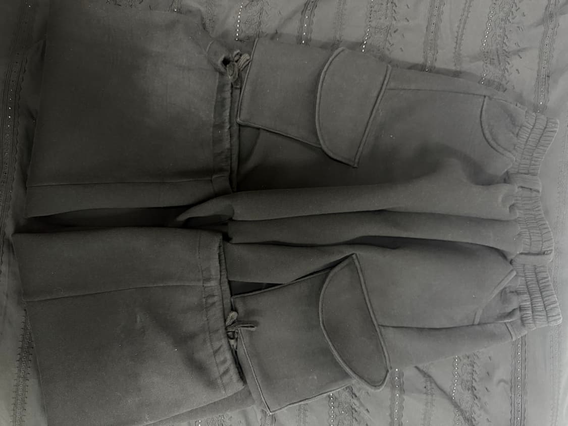 mjd 코인서울 와이드 카고 스웨트 팬츠 블랙 상품이미지3