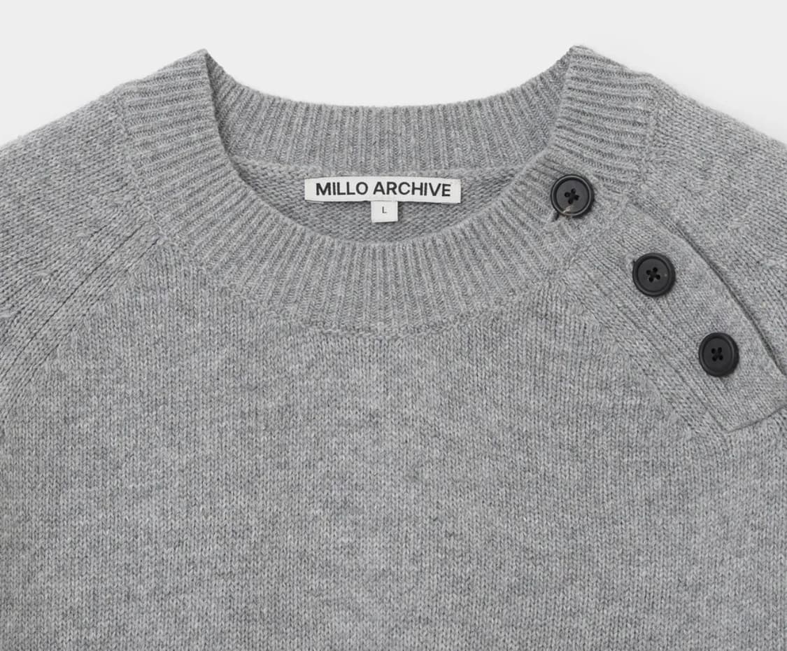 [M] 밀로아카이브 슬랜티드 헨리넥 니트 [멜란지 그레이] 상품이미지2