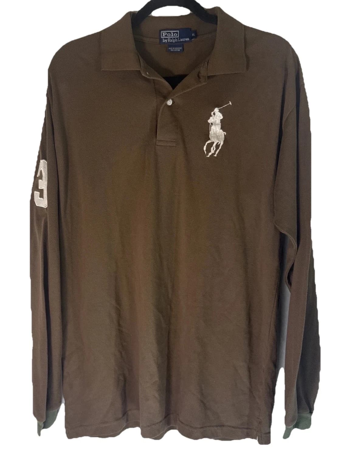 폴로 랄프로렌 빅포니 롱슬리브 카라 티셔츠 다크 브라운 상품이미지1
