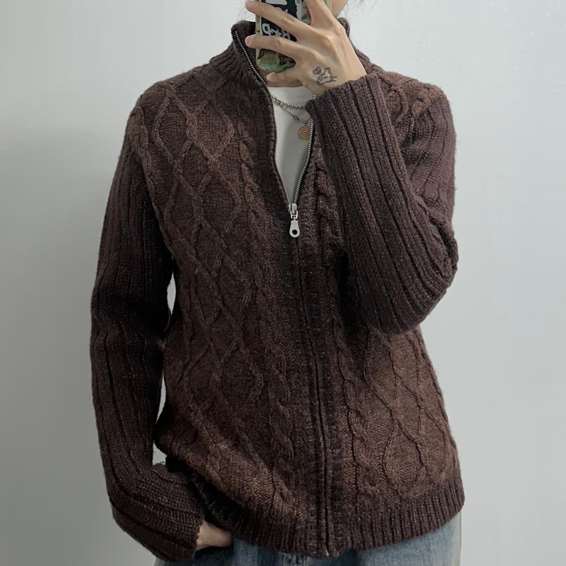 Japanese vintage 꽈배기 니트 집업 자켓 일본빈티지 상품이미지1