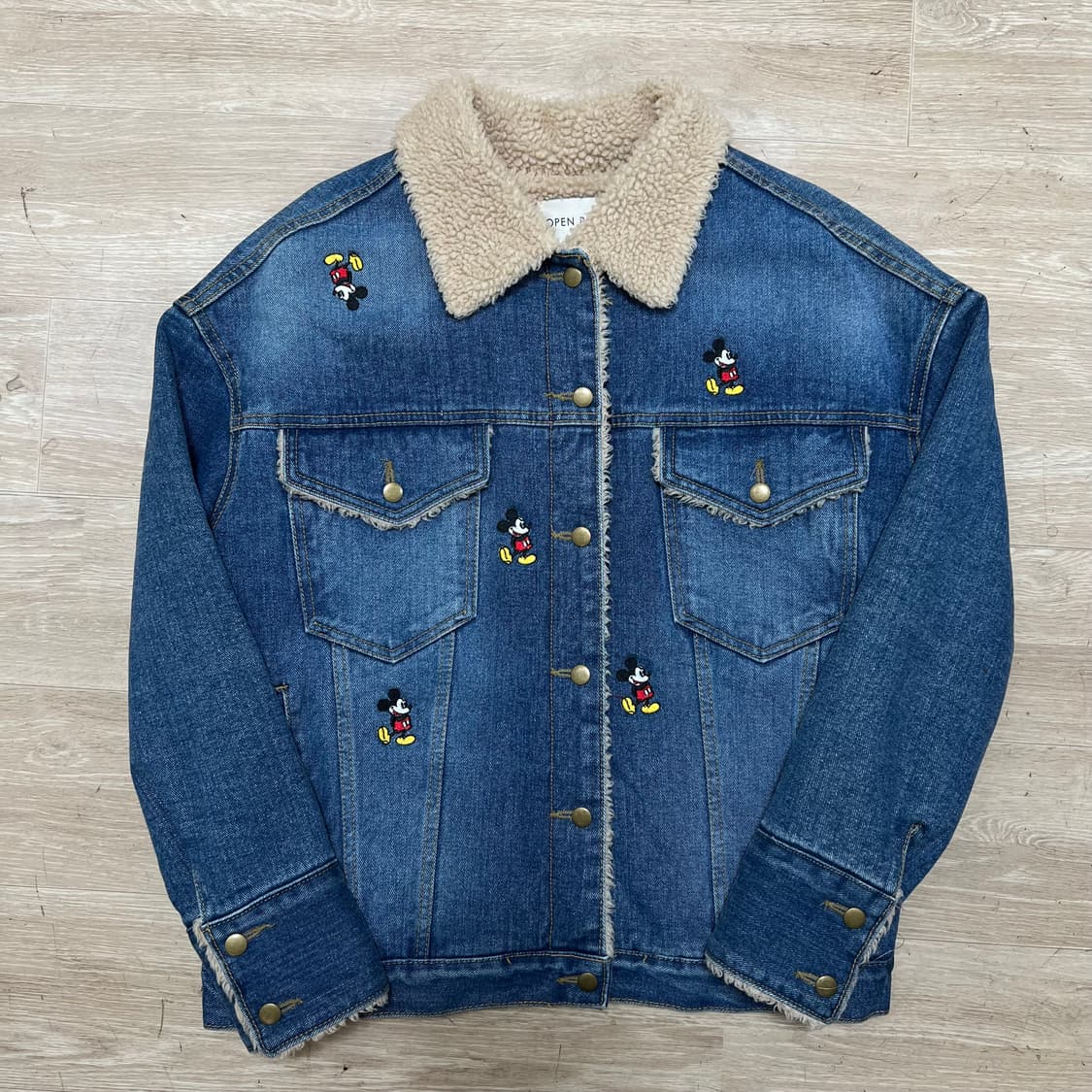 오픈파티 여성 미키마우스 자수 양털 데님 청자켓 [중청] M/95 상품이미지1