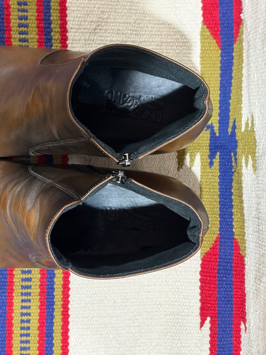 Western side zip brown boots / 웨스턴 가죽 부츠 상품이미지6