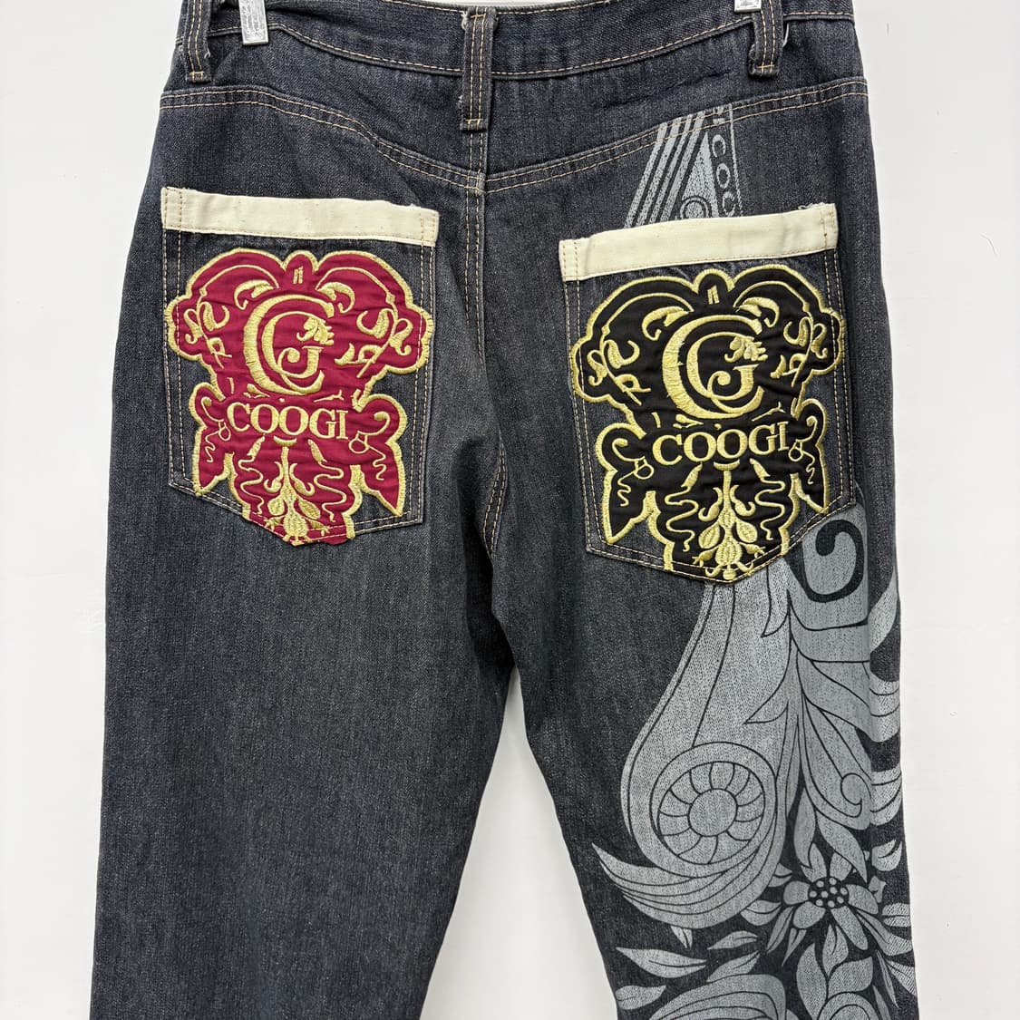 쿠지 COOGI 블랙 데님 팬츠 프린팅 진 31in 상품이미지7