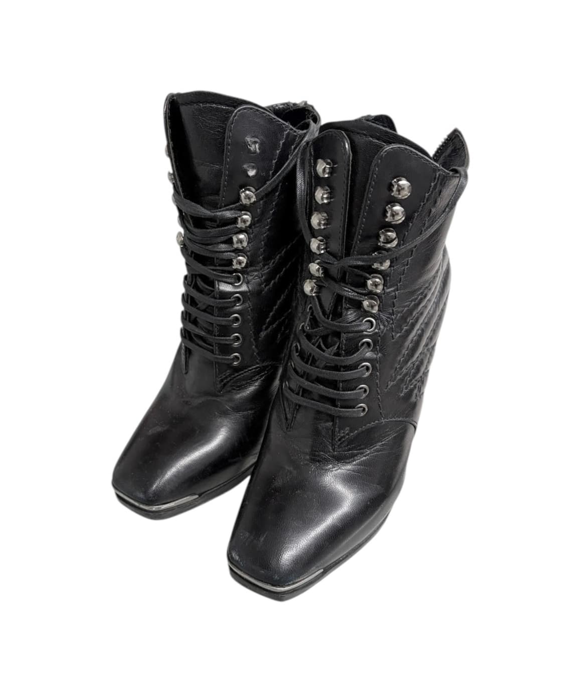 미우미우 실버 플레이트 스티칭 레더 부츠 상품이미지6