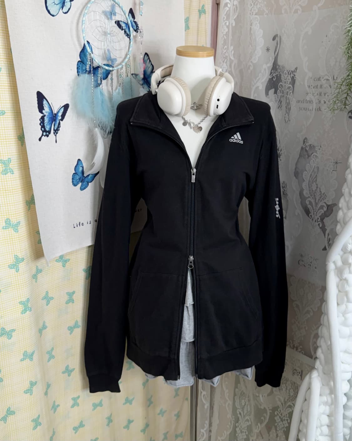 아디다스 블랙 투웨이 집업 져지 상품이미지4