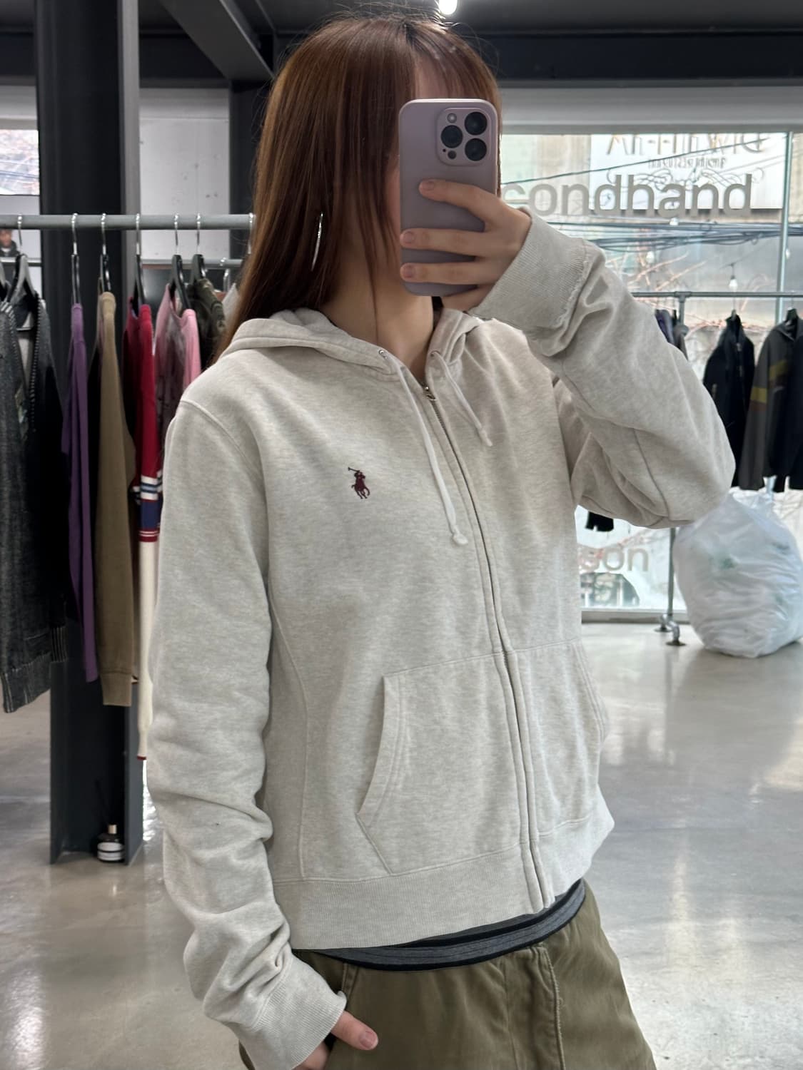 폴로랄프로렌 오트밀 후드집업 상품이미지2