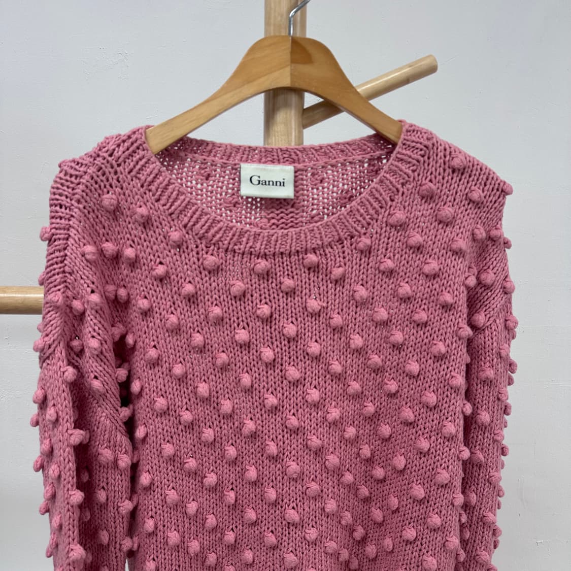GANNI 가니 핑크 크롭 팝콘 니트 스웨터 XS / 가슴단면53 상품이미지2