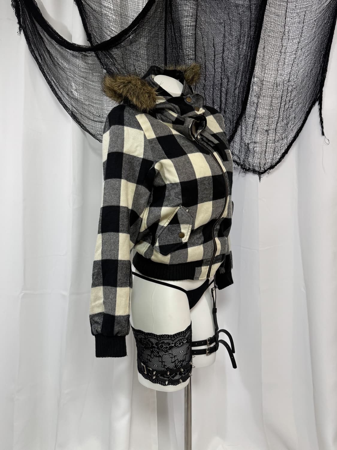  check fur jacket 상품이미지2