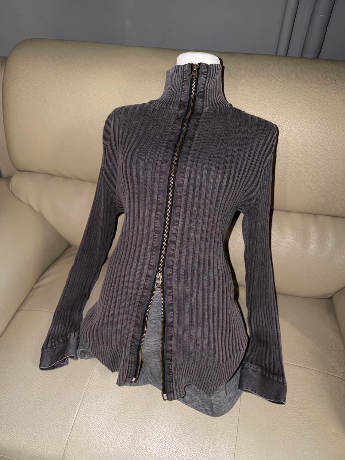 high-neck washing ribbed zip-up 상품이미지1