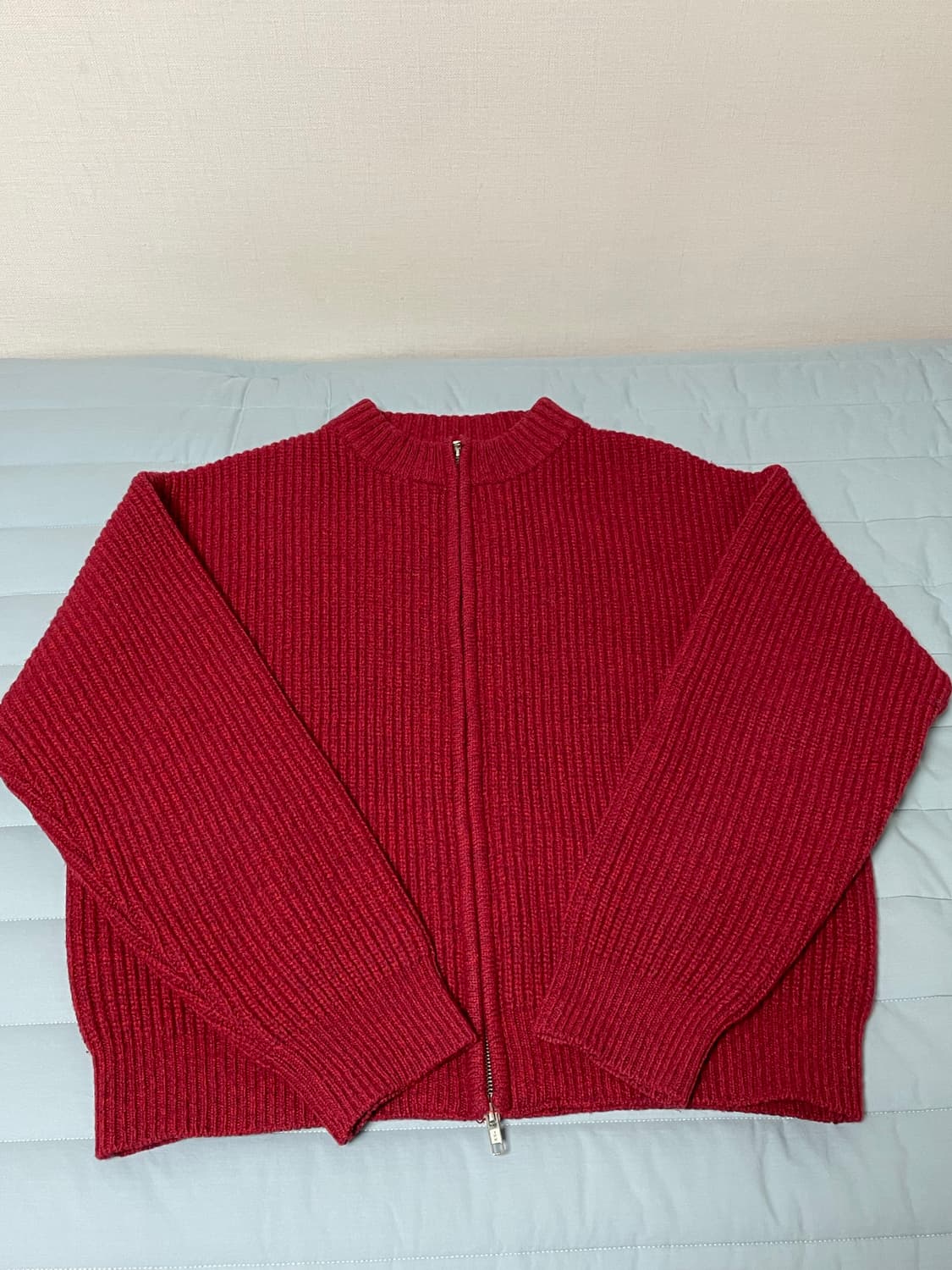 웨이비니스 타임리스 풀집업 니트 2사 레드 상품이미지2