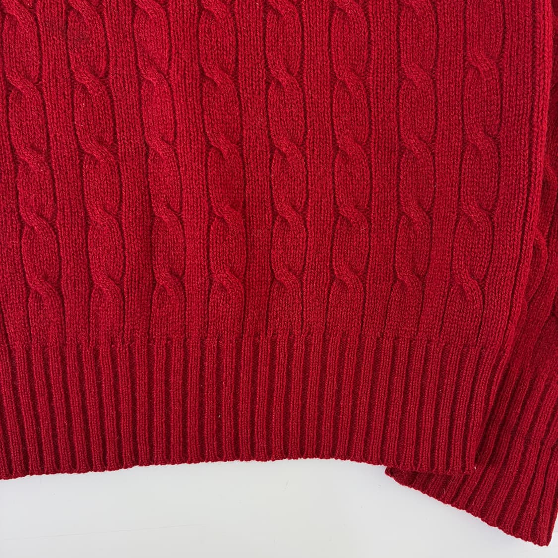 Polo  폴로 랄프로렌 자수 셰틀랜드울 레드 꽈배기 니트 상품이미지4