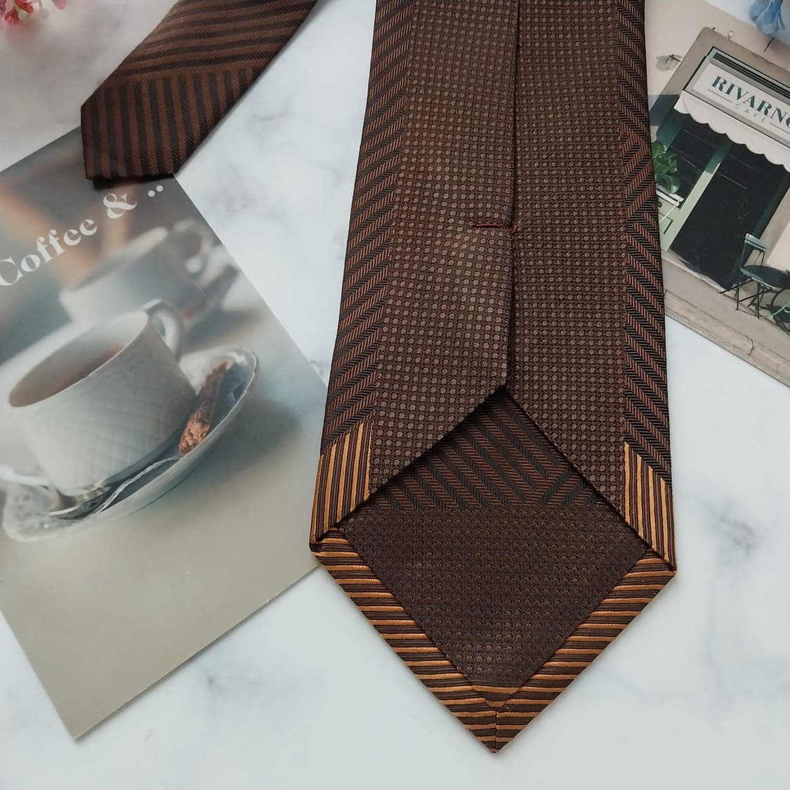 MCM 실크 브라운 스트라이프 넥타이 9.5cm A+등급 K1583
 상품이미지7