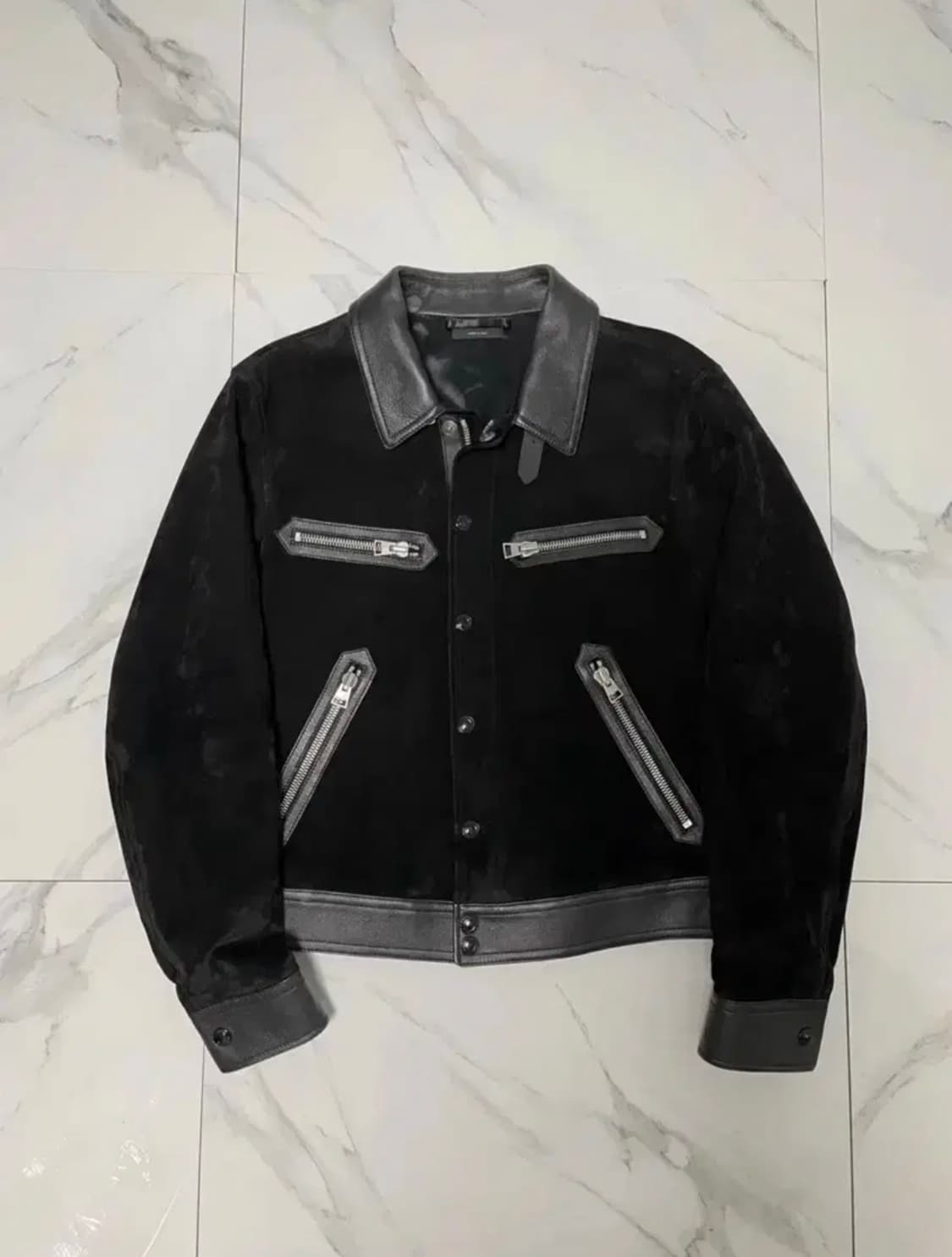 새상품 24FW 톰포드 콘트라스트 레더 스웨이드 자켓 56 정품택O 상품이미지1