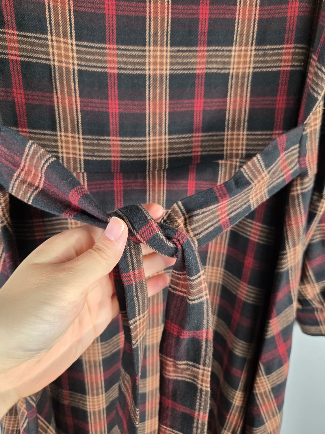 [무료배송]반에이크 F 여성 둥근카라 체크 롱 플레어 원피스 상품이미지8