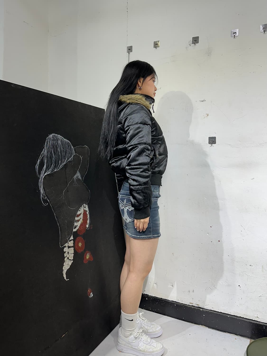 Jpn 일본빈티지 블랙 퍼 후드 패딩 상품이미지2