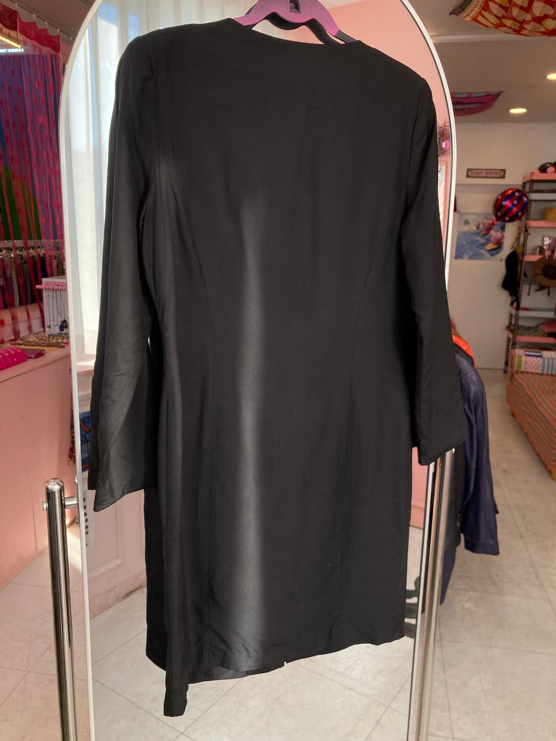 실크 100% 자수 패턴 미디 원피스 상품이미지4