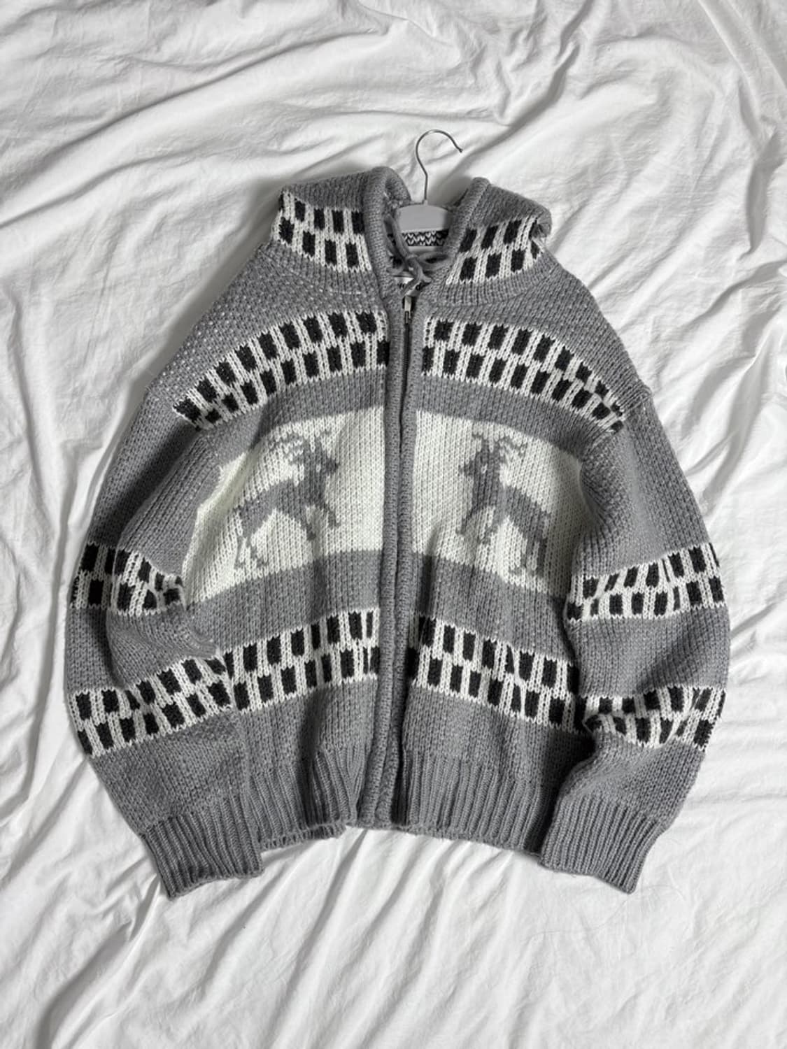 그레이 코위찬 니트후드집업 상품이미지1