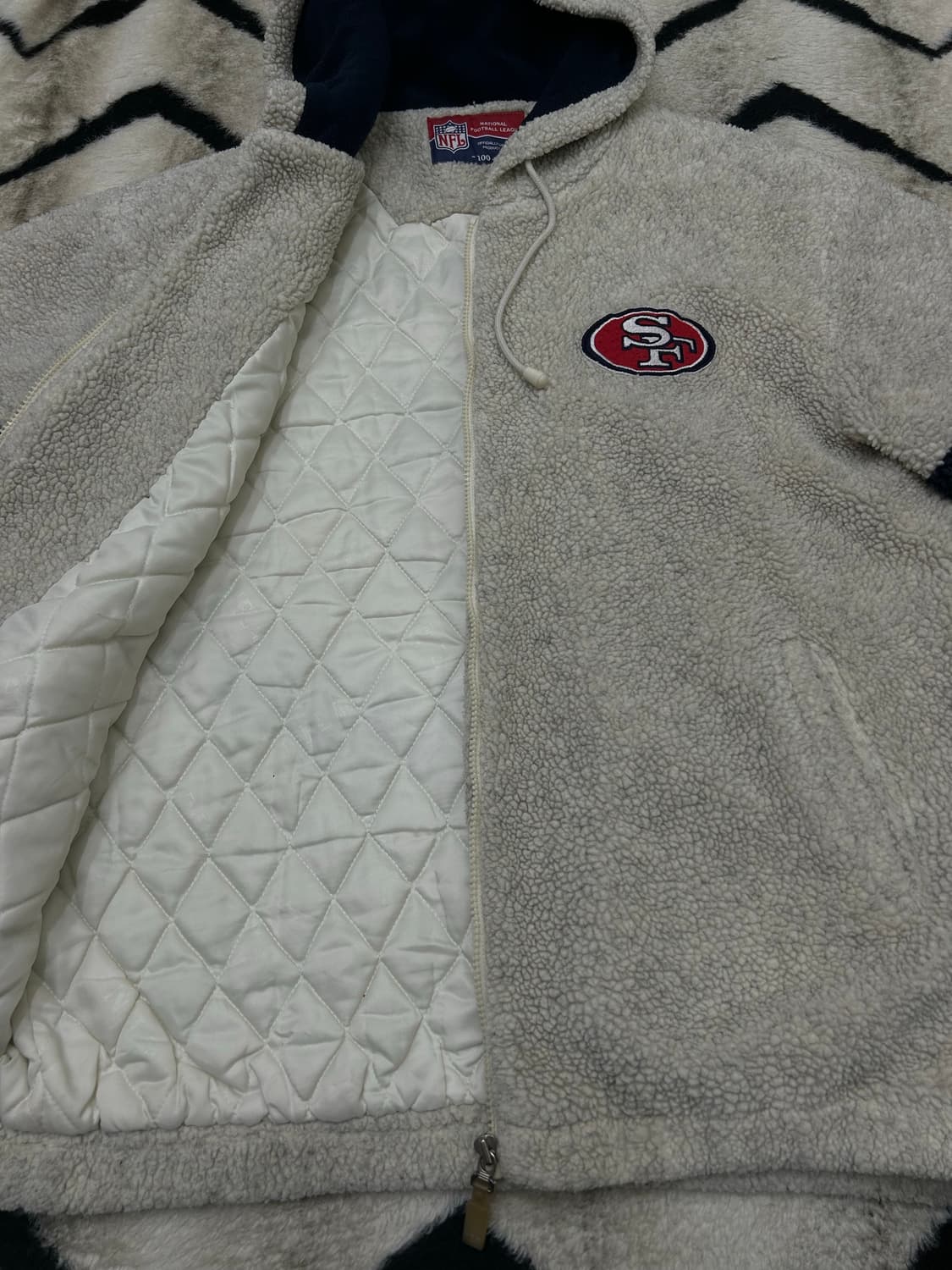 [실측XL]NFL 샌프란시스코 헤비 플리스 후드자켓/아이보리 상품이미지5