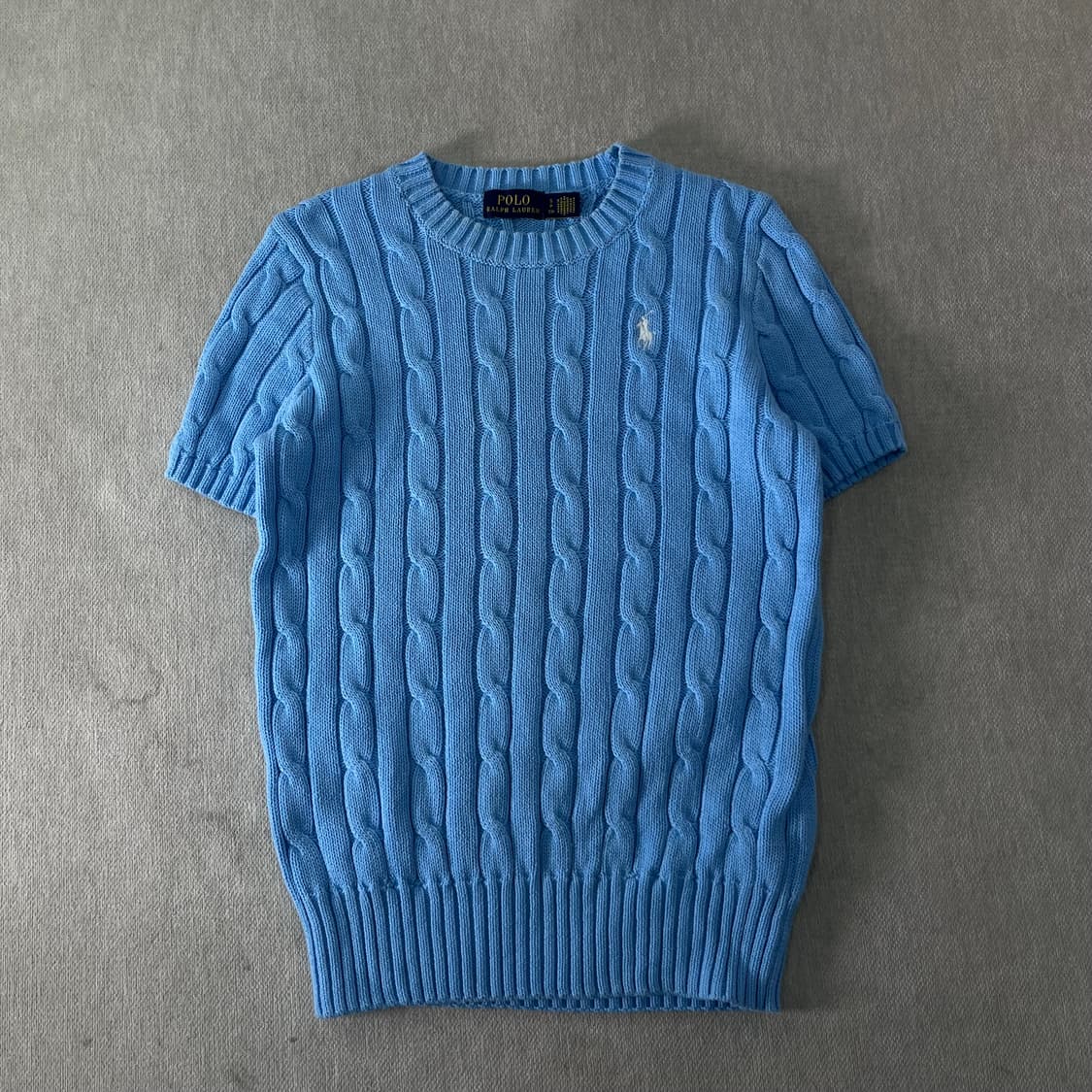 W 95 폴로랄프로렌 스카이블루 스몰포니 꽈배기 반팔 니트 상품이미지1