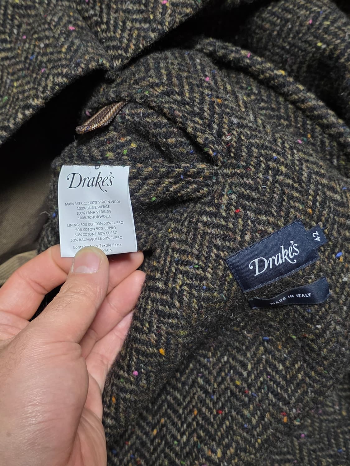 새제품42size오늘만220만)25fw드레익스 브라운 헤링본 코트 상품이미지5