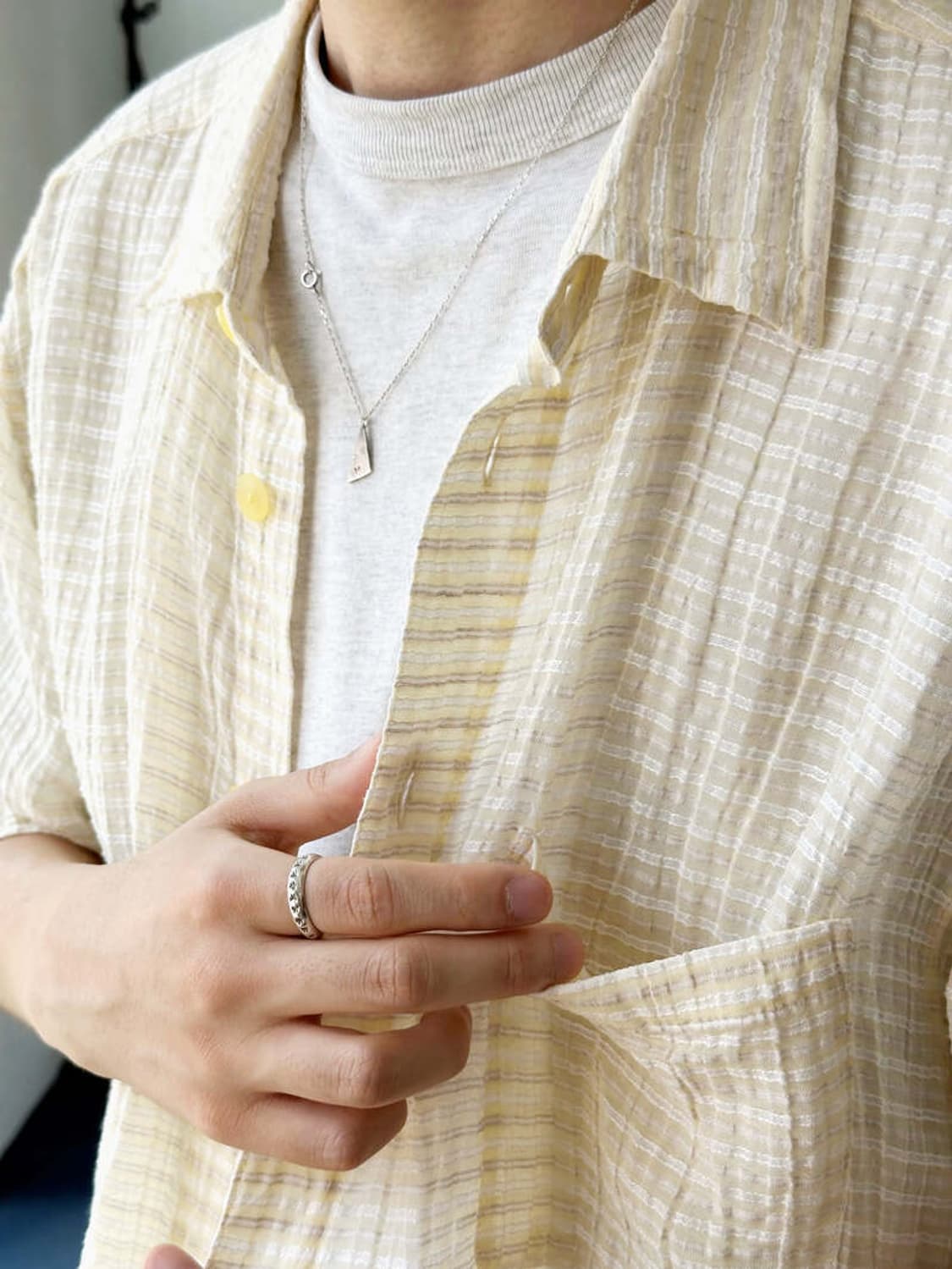Natural fabric jacquard design half shir 상품이미지8
