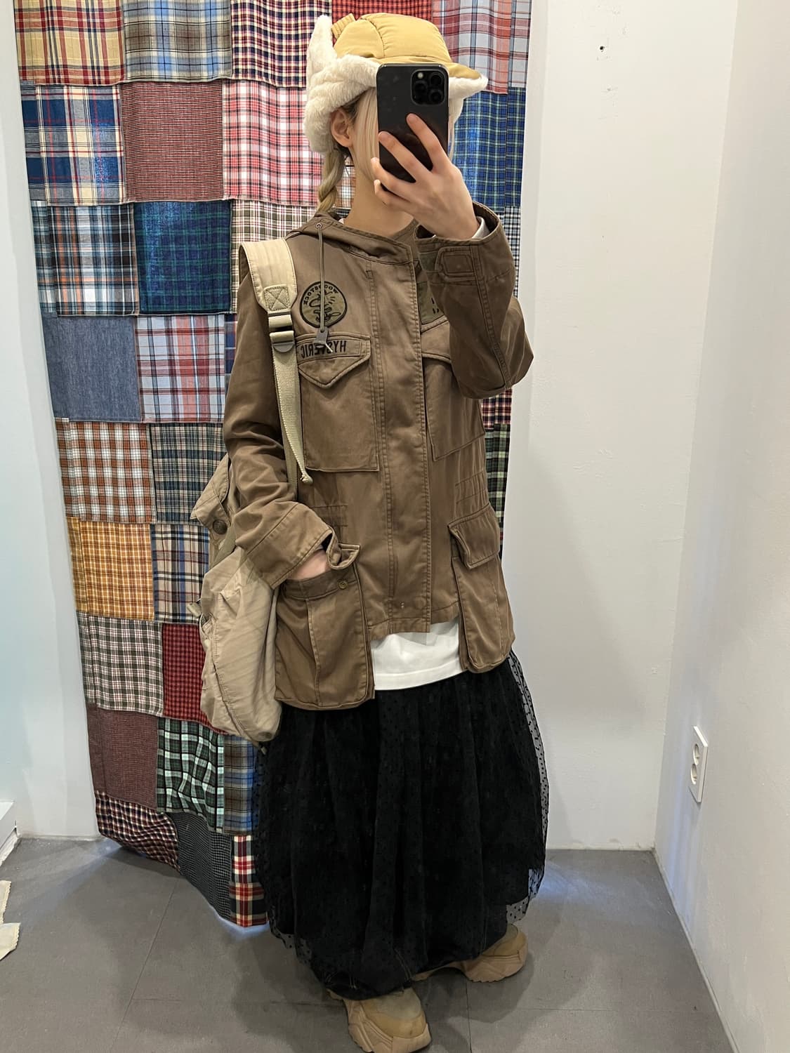 히스테릭 글래머 카키 퀄팅 후드 야상 상품이미지6