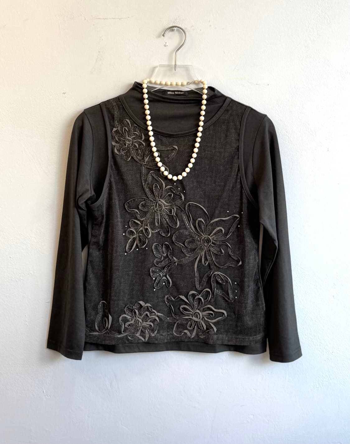 카키 & 브라운 오리엔탈 플라워탑 상품이미지1