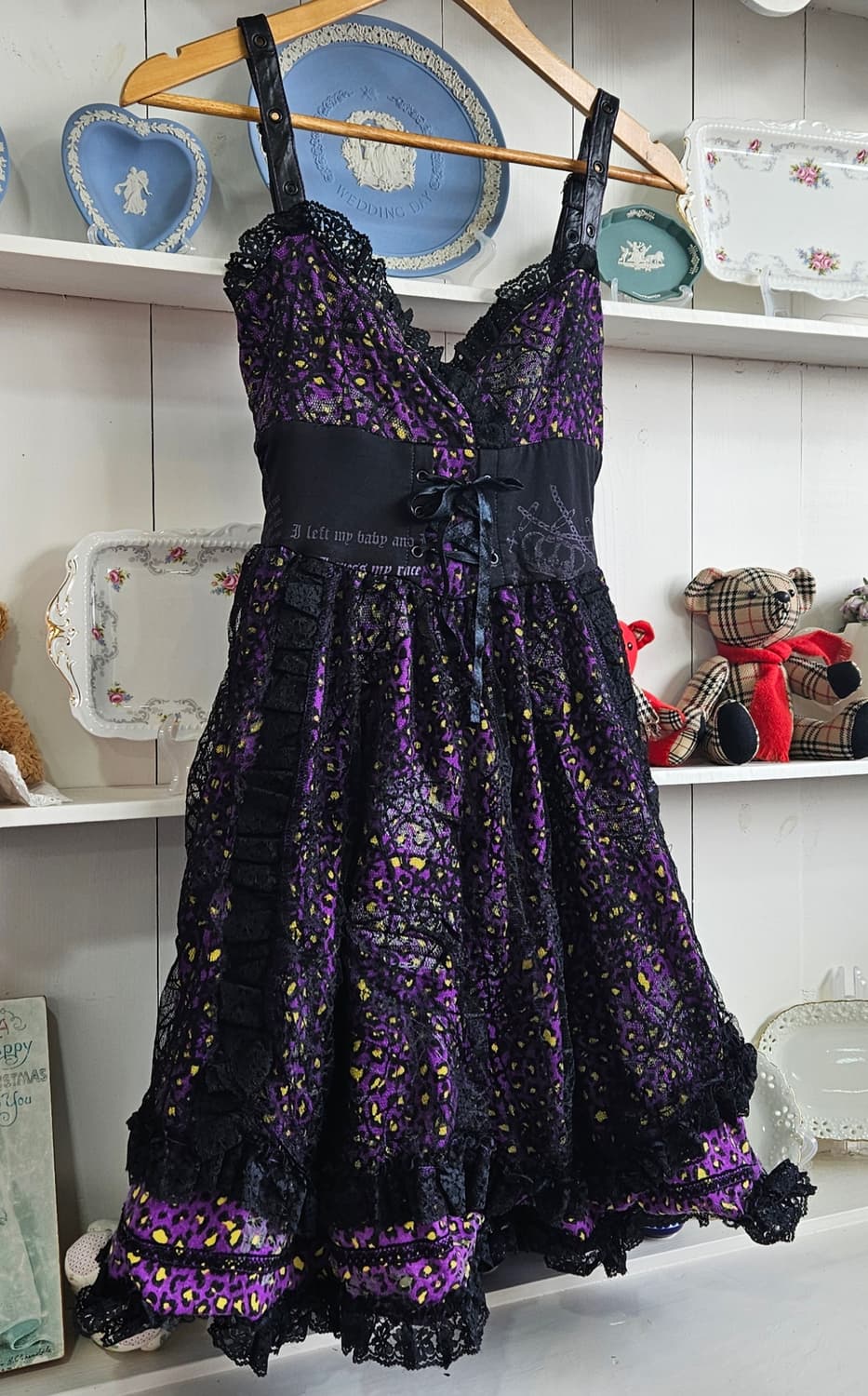 퍼플 레오파드 레이스 볼륨 원피스 상품이미지5