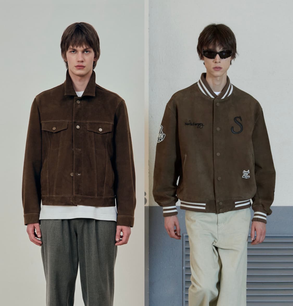 [구매중] [M] STU 고트 트러커 자켓, 스웨이드 바시티 자켓 브라운 상품이미지1