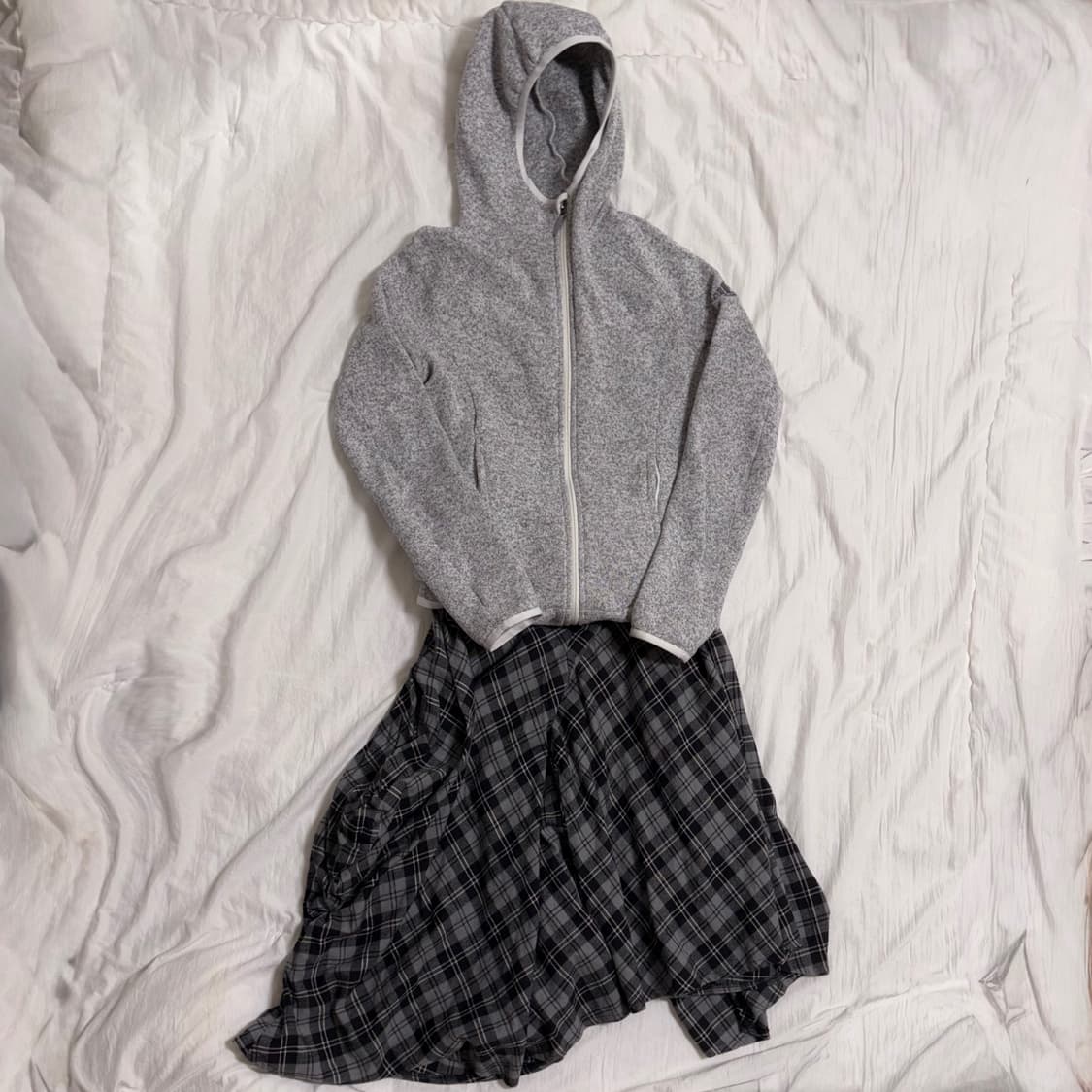 Check unbalanced skirt 상품이미지3