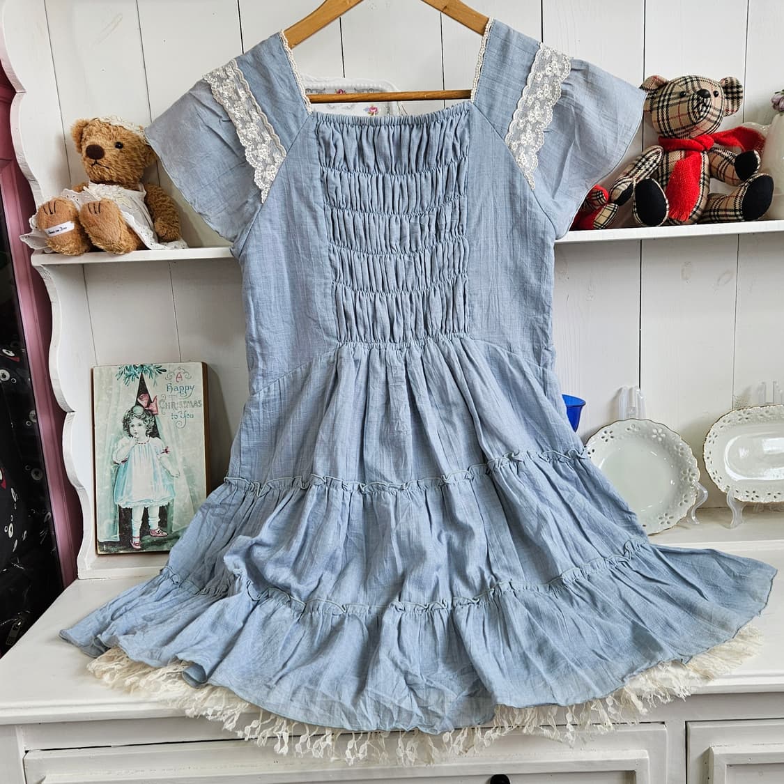 
엑시즈팜(Axes Femme) 소라 레이스 리본 티어드 원피스 상품이미지4