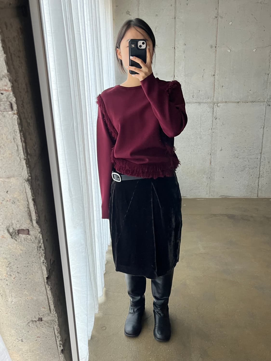 프린지 롱슬리브 버건디 상품이미지4