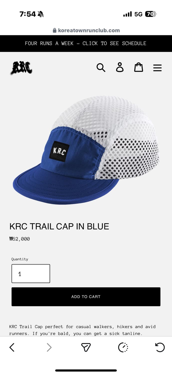 KRC 러닝 캡 모자 상품이미지2