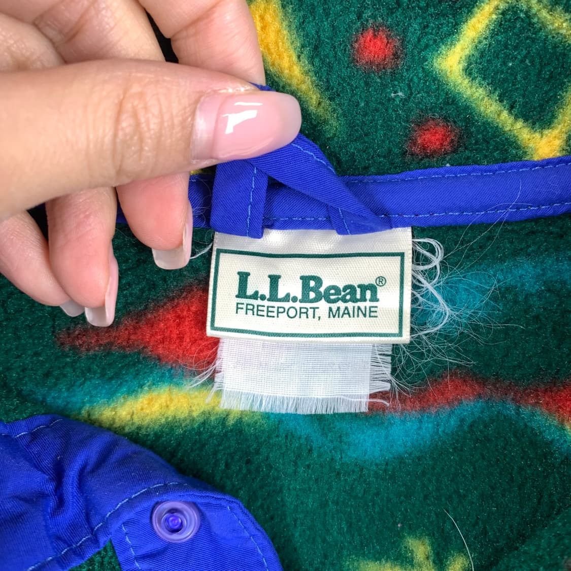 90s LLbean 엘엘빈 빈티지 패턴 신칠라 버튼 플리스 아노락 상품이미지4