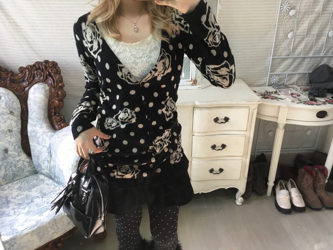 Cecil McBee black rose dot cardigan 상품이미지2