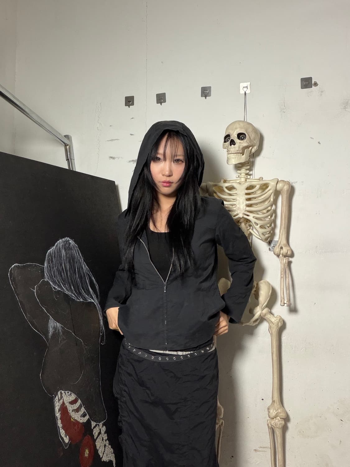 jill stuart 블랙 빅 후드 고딕 자켓 S 상품이미지4