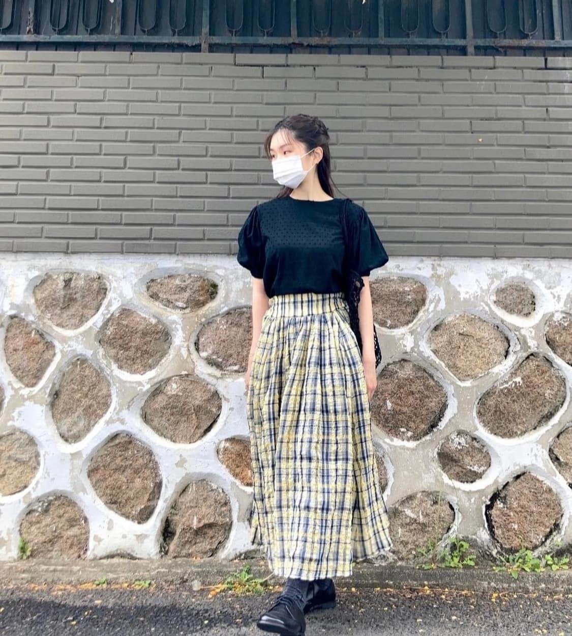 (새상품) 유노이아 체크 스커트 옐로우 (밴딩 프리) 상품이미지2