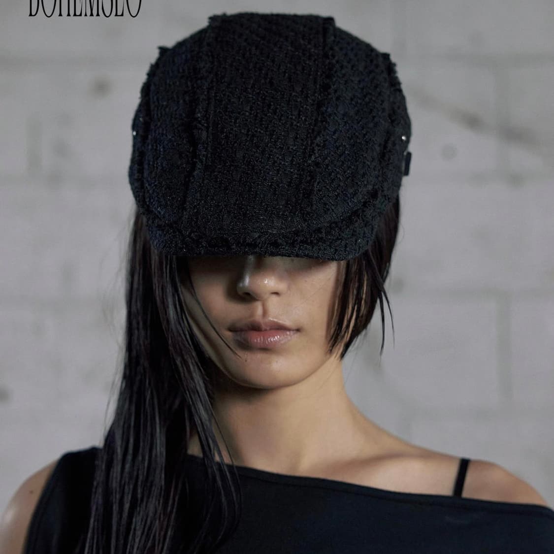 보헤미안서울 트위드 헌팅캡 블랙 상품이미지2