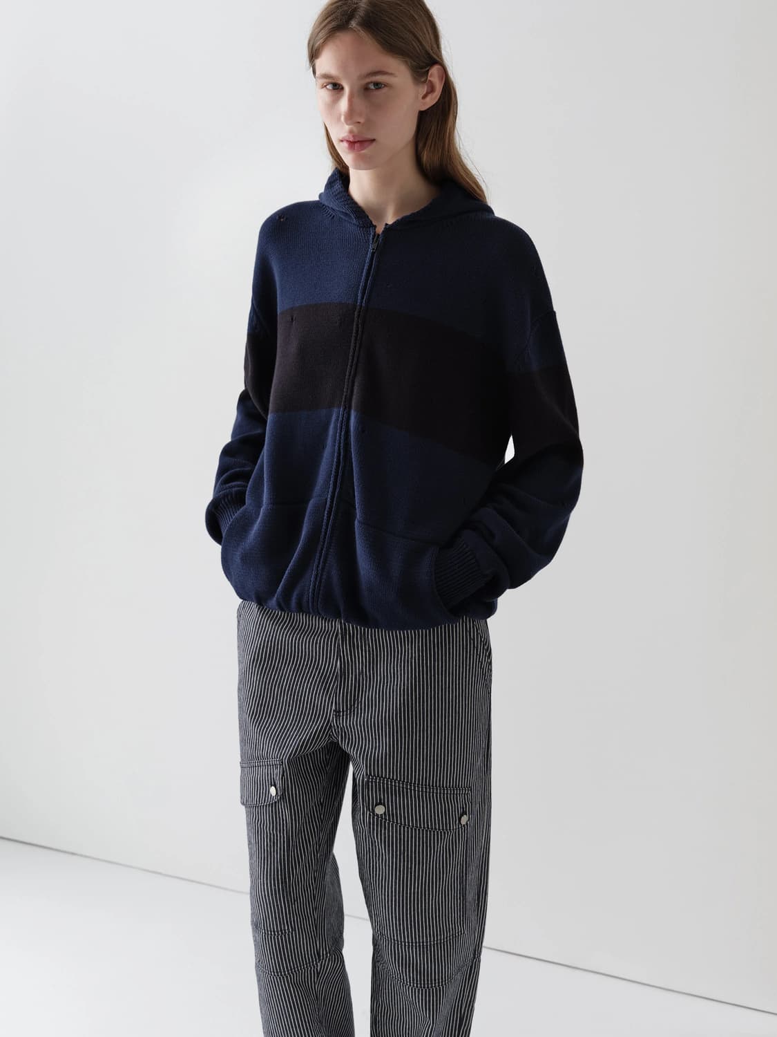 (S) 기마구아스 캡틴 니트 후드집업 / 네이비 블랙 상품이미지2