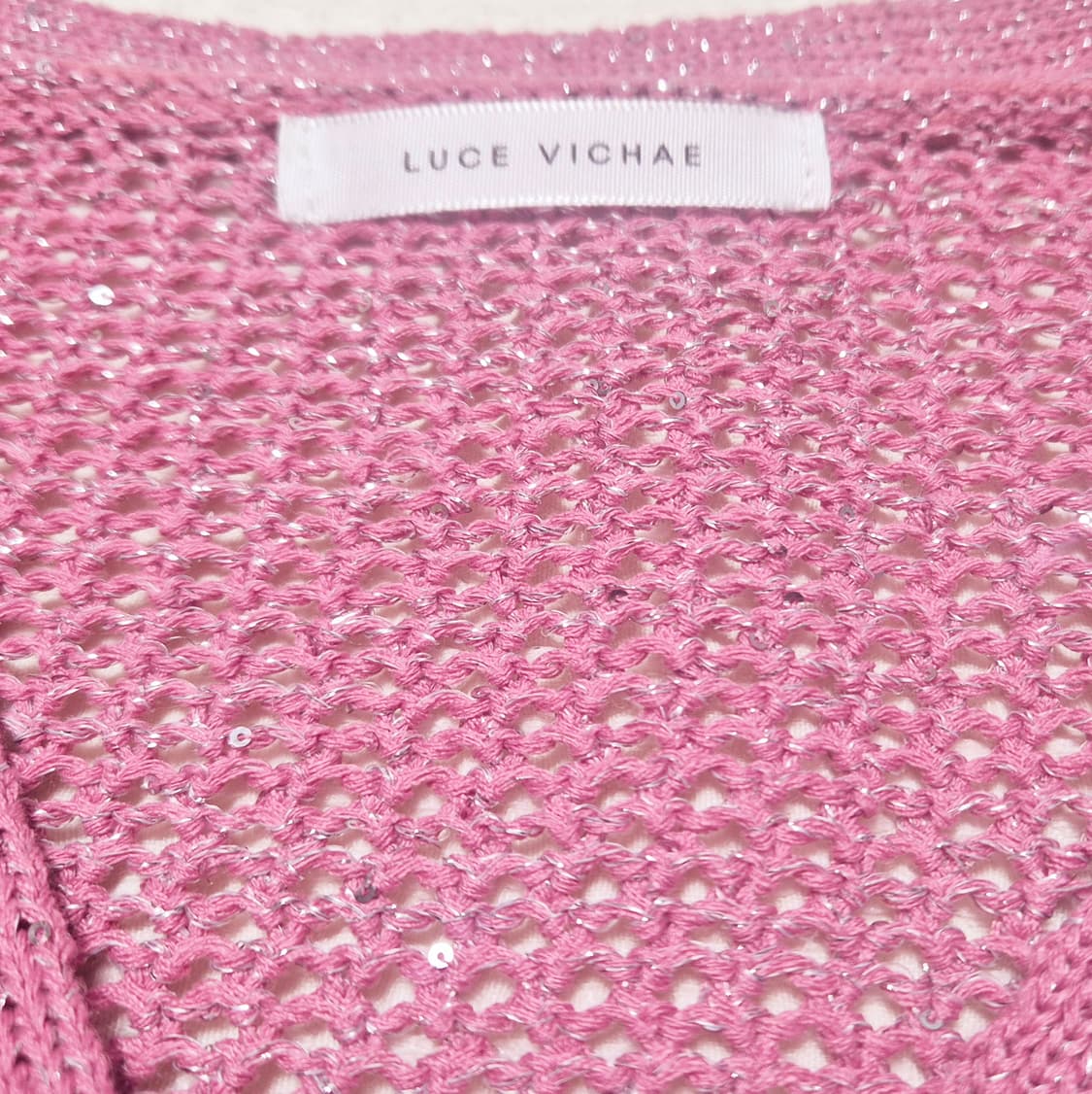 갸루깔 금장 버튼 핑크 가디건 상품이미지4